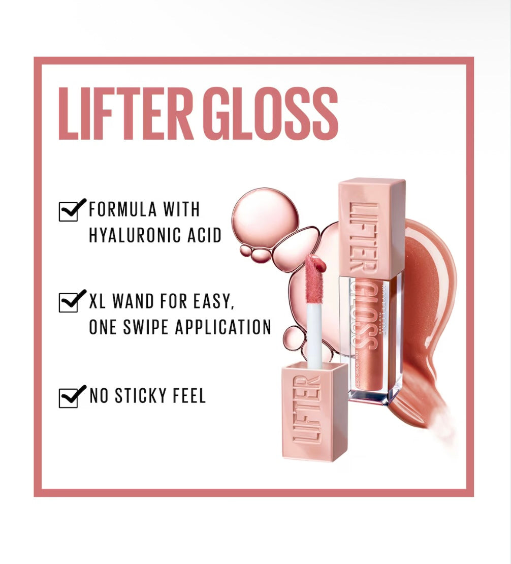 Maybelline Lifter Gloss Plumping Hydrating Lip Gloss Hyaluronic Acid 002 Ice
